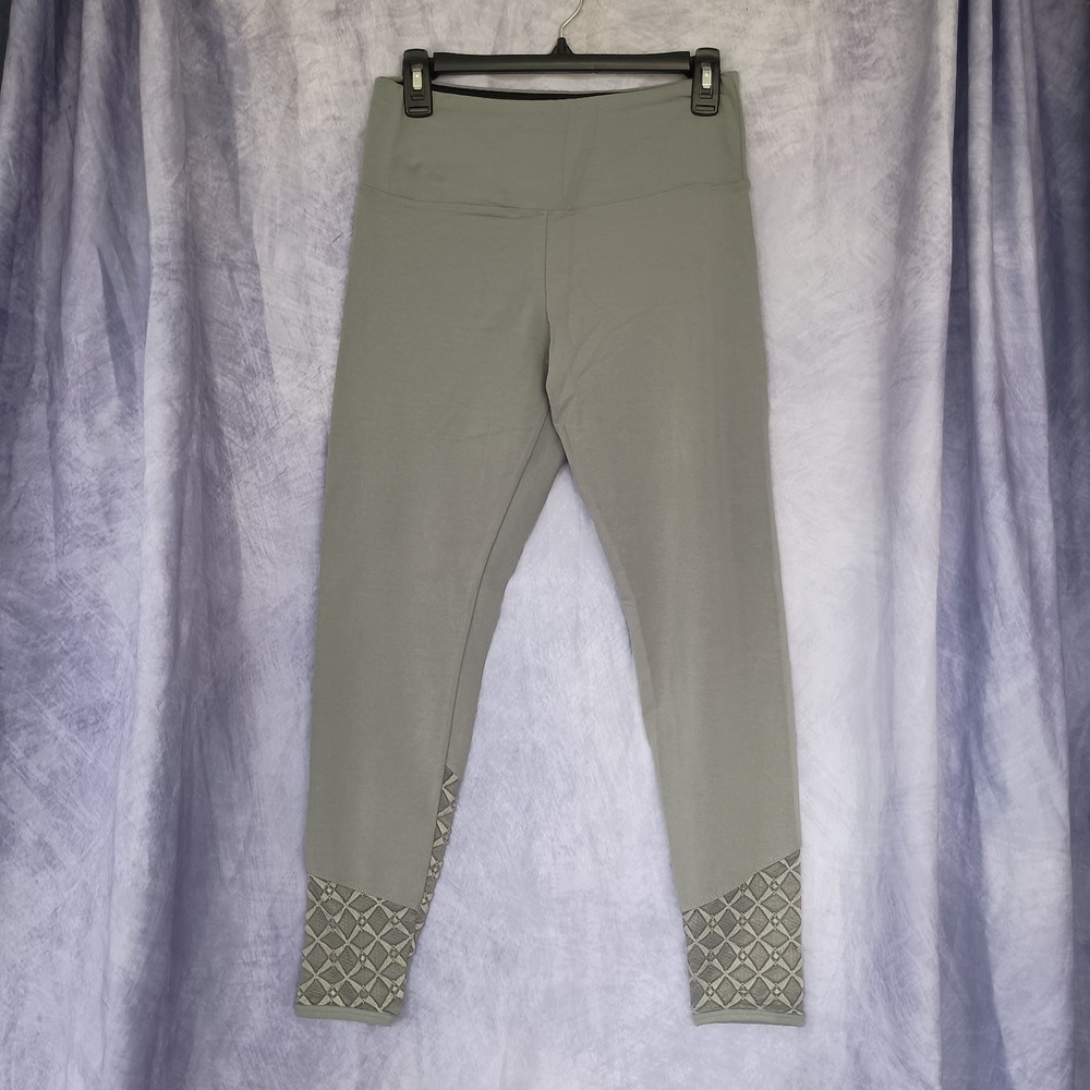 Tribal‎ Gray High Rise Lace Hem Leggings Yoga Pants Activewear